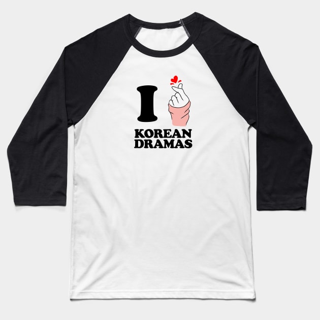 i love korean drama finger heart black Baseball T-Shirt by Typography Dose